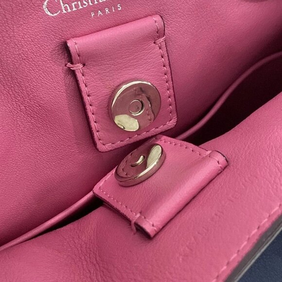 Auth DIOR/ChristianDior Diorissimo Navy Pink Cream Leather Tote Bag - Picture 13 of 16